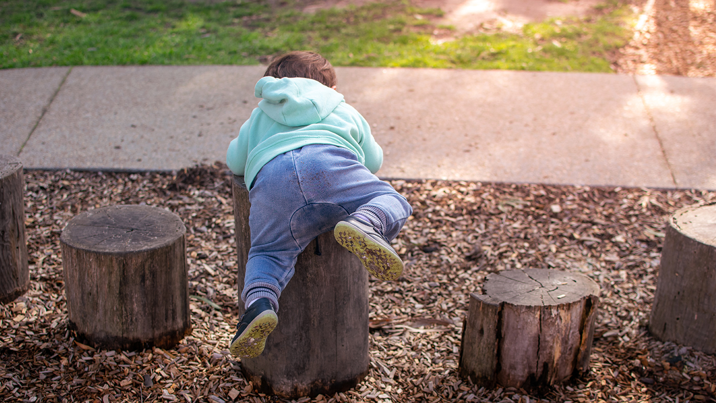 Climb every tree stump – encouraging your baby to climb while exploring the natural world - Featured Image