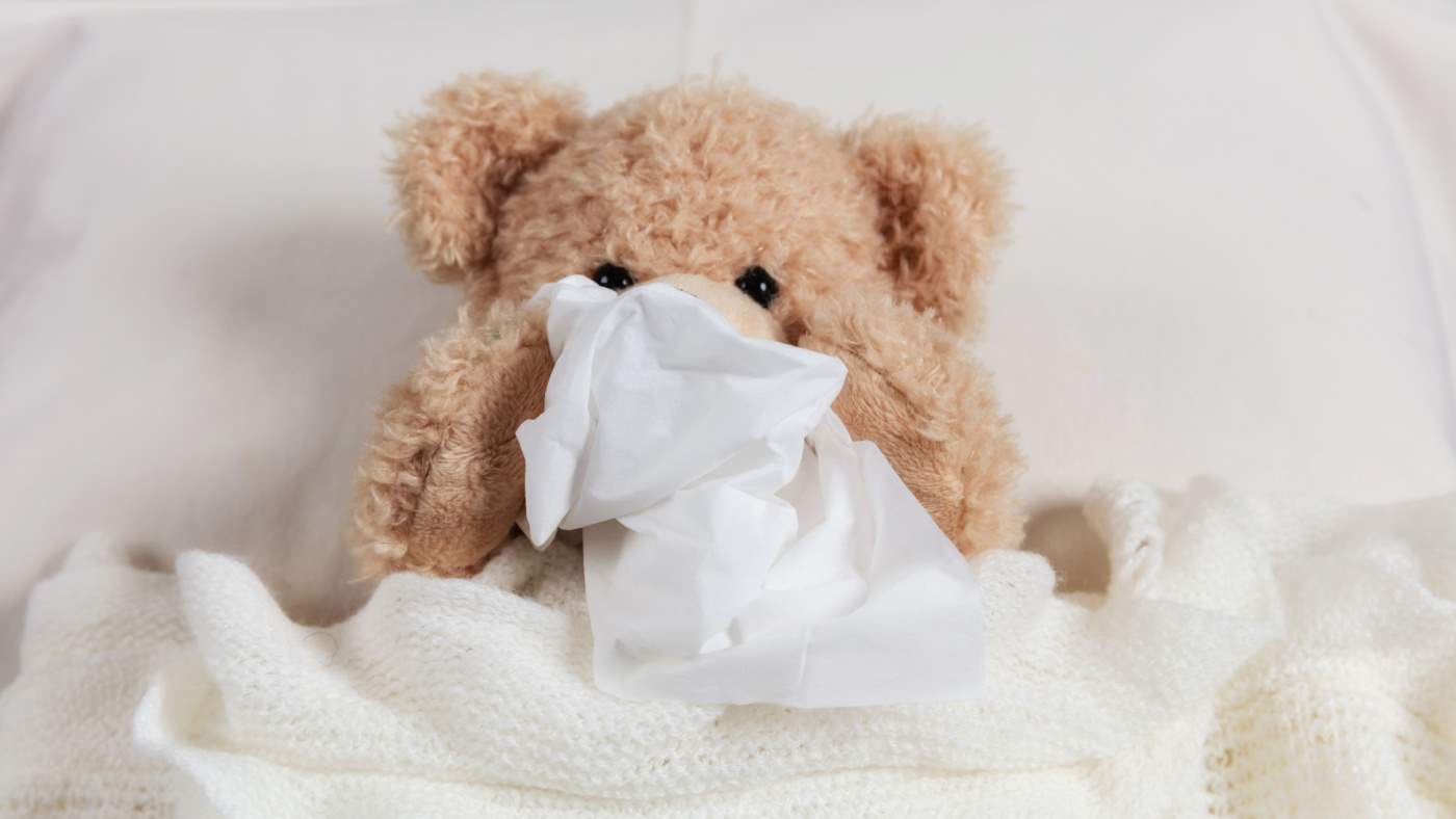 Teddy bear snuffles – play a blocked nose game with toys - Featured Image